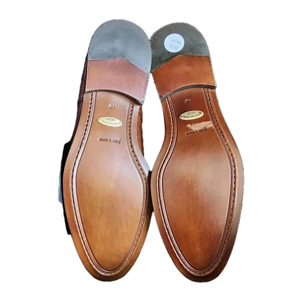 Alan Payne Oxfords Colby Genuine Deerskin Antique Honey Brown Mens Size 10